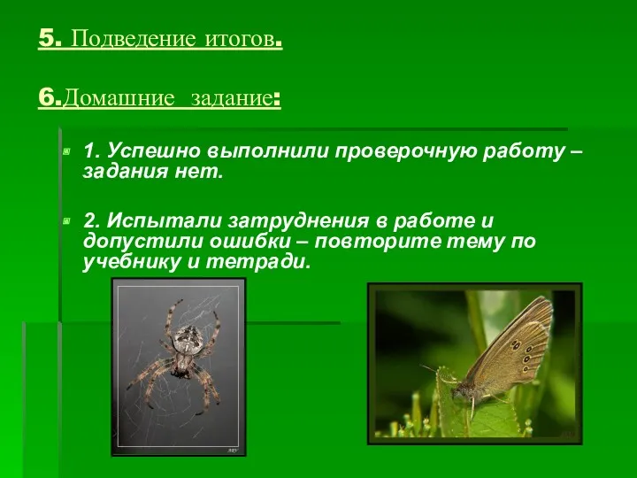 5. Подведение итогов. 6.Домашние задание: 1. Успешно выполнили проверочную работу – задания нет.