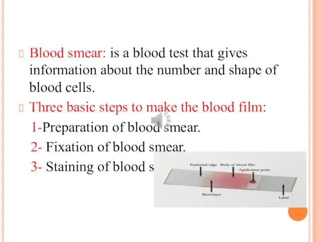 Blood smear: is a blood test that gives information about