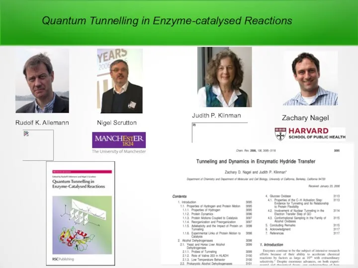 Quantum Tunnelling in Enzyme-catalysed Reactions Rudolf K. Allemann Nigel Scrutton Zachary Nagel Judith P. Klinman