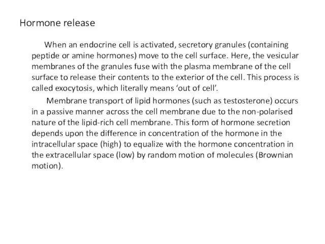 Hormone release When an endocrine cell is activated, secretory granules