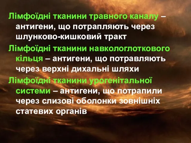 Лімфоїдні тканини травного каналу – антигени, що потрапляють через шлунково-кишковий