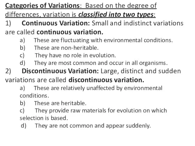 Categories of Variations: Based on the degree of differences, variation