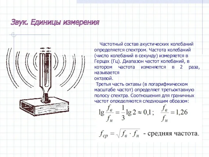 Звук. Единицы измерения Частотный состав акустических колебаний определяется спектром. Частота