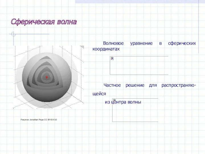 Волновое уравнение в сферических координатах Частное решение для распространяю-щейся из