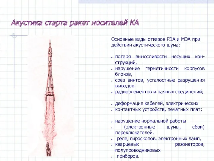 Основные виды отказов РЭА и МЭА при действии акустического шума: