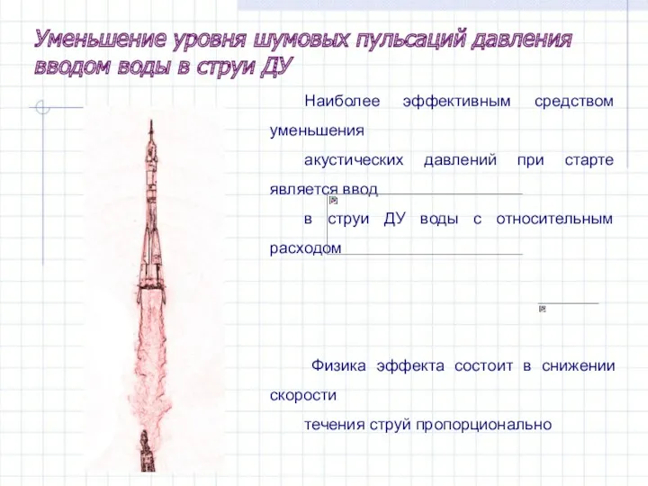 Наиболее эффективным средством уменьшения акустических давлений при старте является ввод