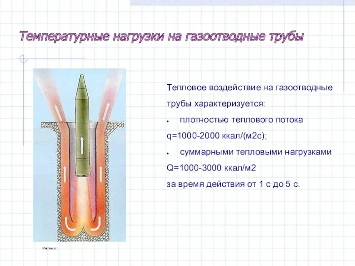 Тепловое воздействие на газоотводные трубы характеризуется: плотностью теплового потока q=1000-2000