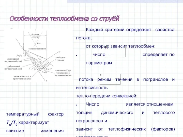 Каждый критерий определяет свойства потока, от которых зависит теплообмен: число