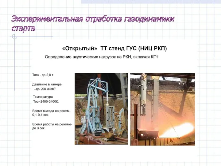 Экспериментальная отработка газодинамики старта