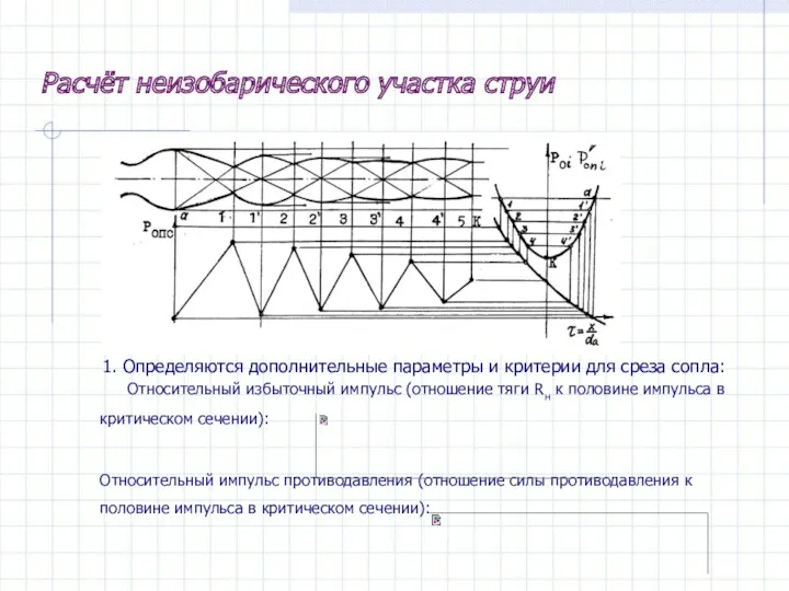 Расчёт неизобарического участка струи 1. Определяются дополнительные параметры и критерии