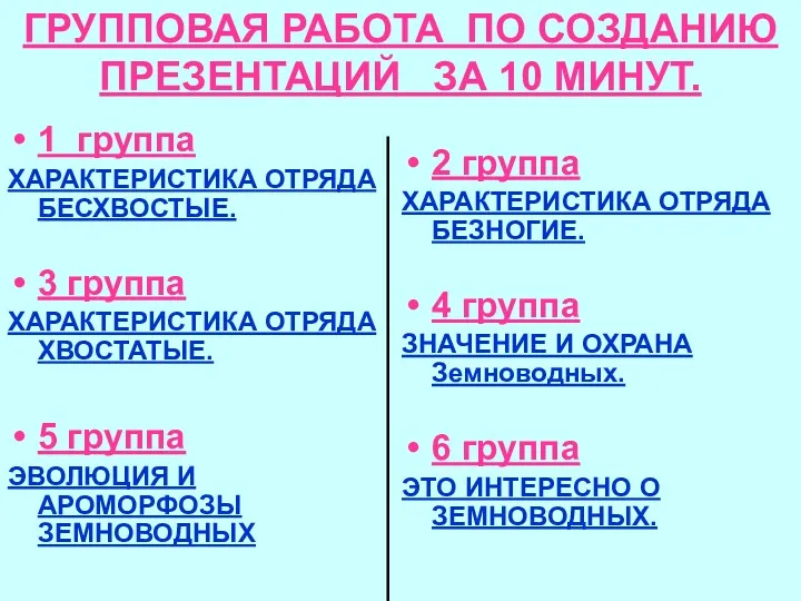 ГРУППОВАЯ РАБОТА ПО СОЗДАНИЮ ПРЕЗЕНТАЦИЙ ЗА 10 МИНУТ. 1 группа