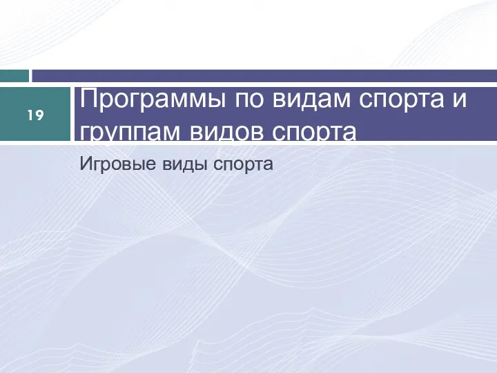 Игровые виды спорта Программы по видам спорта и группам видов спорта