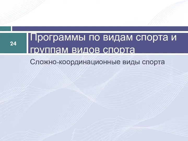 Сложно-координационные виды спорта Программы по видам спорта и группам видов спорта