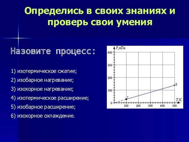 Определись в своих знаниях и проверь свои умения 1) изотермическое