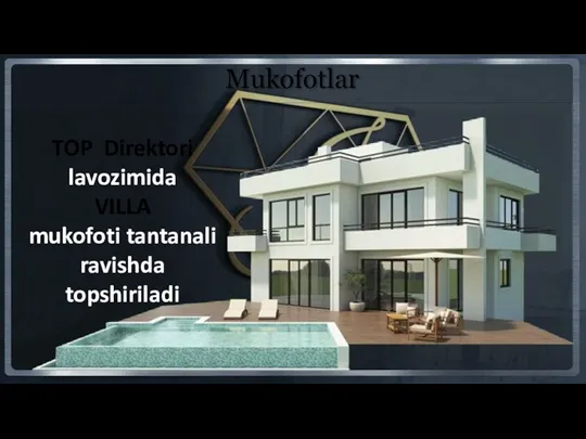 TOP Direktori lavozimida VILLA mukofoti tantanali ravishda topshiriladi Mukofotlar