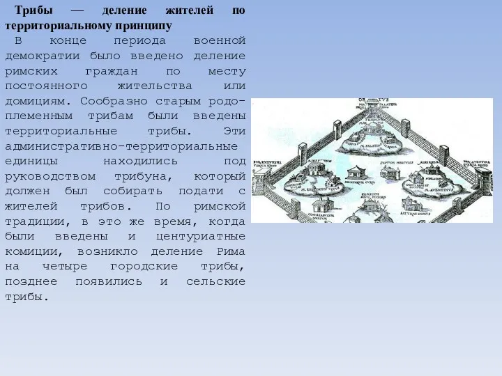 Трибы — деление жителей по территориальному принципу В конце периода