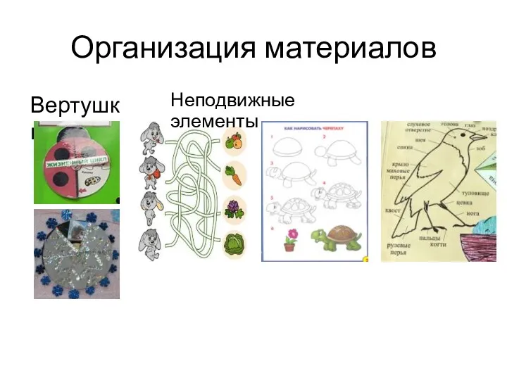 Организация материалов Вертушки Неподвижные элементы