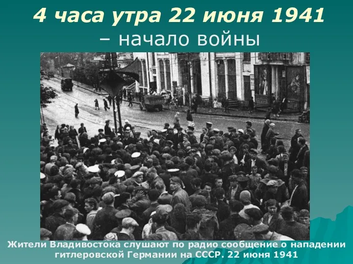 4 часа утра 22 июня 1941 – начало войны Жители