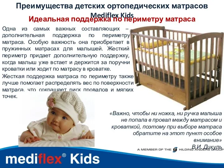 Преимущества детских ортопедических матрасов Mediflex Kids Идеальная поддержка по периметру