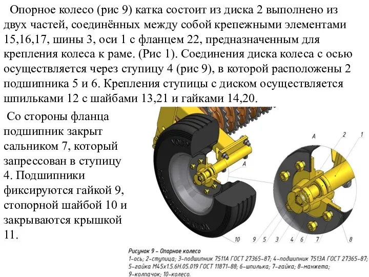 Опорное колесо (рис 9) катка состоит из диска 2 выполнено