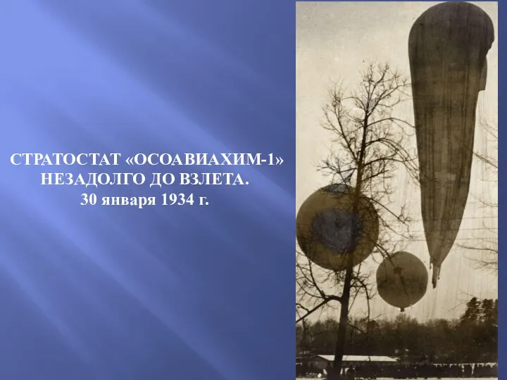 СТРАТОСТАТ «ОСОАВИАХИМ-1» НЕЗАДОЛГО ДО ВЗЛЕТА. 30 января 1934 г.