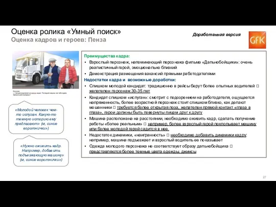 Оценка ролика «Умный поиск» Оценка кадров и героев: Пенза Преимущества