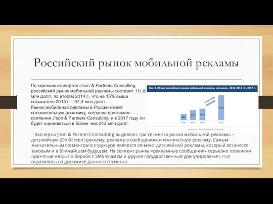 Российский рынок мобильной рекламы По оценкам экспертов J’son & Partners