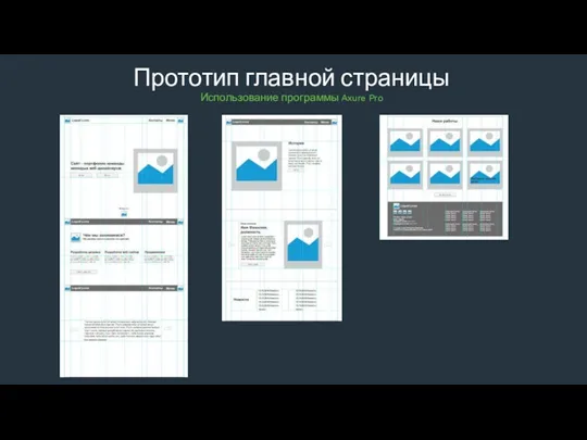 Прототип главной страницы Использование программы Axure Pro