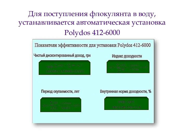 Для поступления флокулянта в воду, устанавливается автоматическая установка Polydos 412-6000