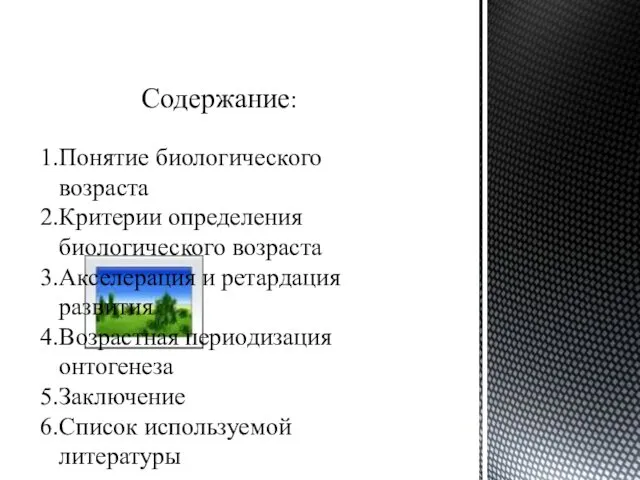 Понятие биологического возраста Критерии определения биологического возраста Акселерация и ретардация