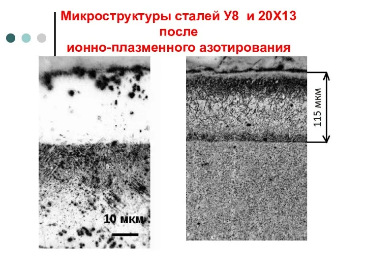 Микроструктуры сталей У8 и 20Х13 после ионно-плазменного азотирования