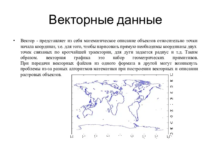 Вектор - представляет из себя математическое описание объектов относительно точки