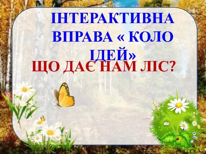 ІНТЕРАКТИВНА ВПРАВА « КОЛО ІДЕЙ» ЩО ДАЄ НАМ ЛІС?