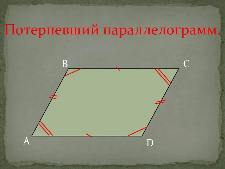 Потерпевший параллелограмм. А В С D