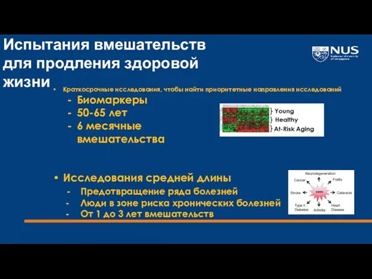 Испытания вмешательств для продления здоровой жизни Краткосрочные исследования, чтобы найти