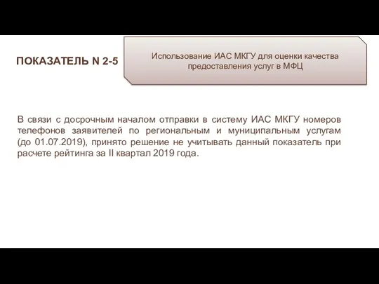 ПОКАЗАТЕЛЬ N 2-5 Использование ИАС МКГУ для оценки качества предоставления