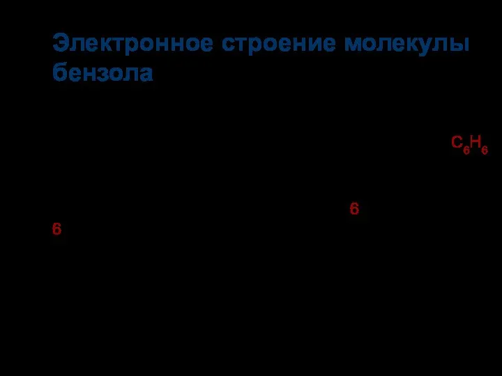 Электронное строение молекулы бензола Общая формула моноциклических аренов СnH2n-6 (где