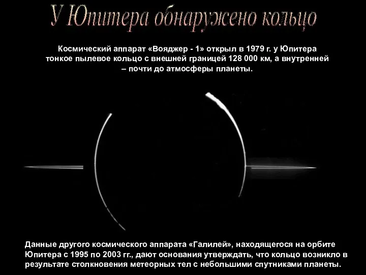 У Юпитера обнаружено кольцо Космический аппарат «Вояджер - 1» открыл