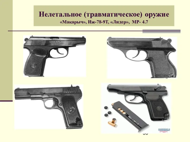Нелетальное (травматическое) оружие «Макарыч», Иж-78-9Т, «Лидер», МР- 4.7