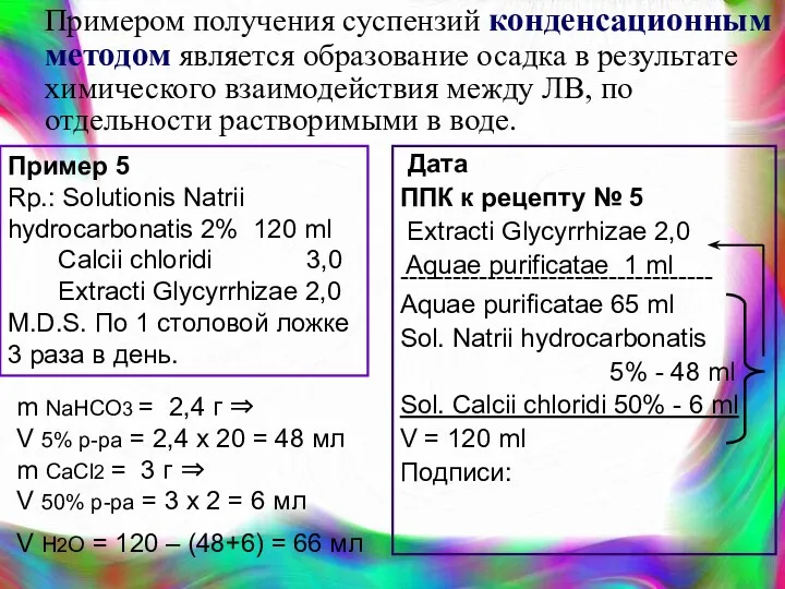 Примером получения суспензий конденсационным методом является образование осадка в результате