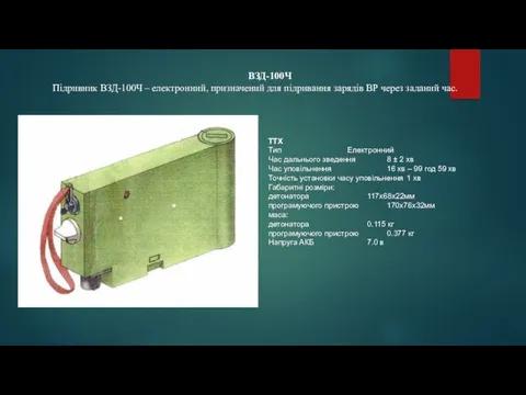 ВЗД-100Ч Підривник ВЗД-100Ч – електронний, призначений для підривання зарядів ВР