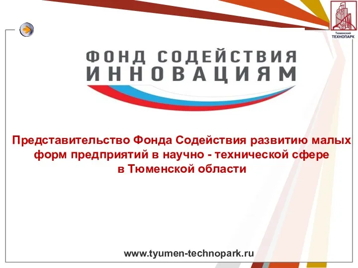 Представительство Фонда Содействия развитию малых форм предприятий в научно - технической сфере в Тюменской области www.tyumen-technopark.ru