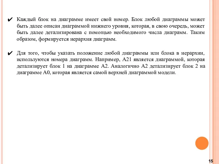 Каждый блок на диаграмме имеет свой номер. Блок любой диаграммы