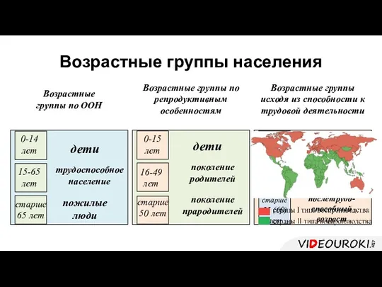 Возрастные группы населения Возрастные группы по ООН Возрастные группы по