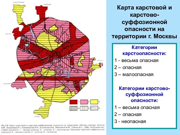 Карта карстовой и карстово-суффозионной опасности на территории г. Москвы Категории