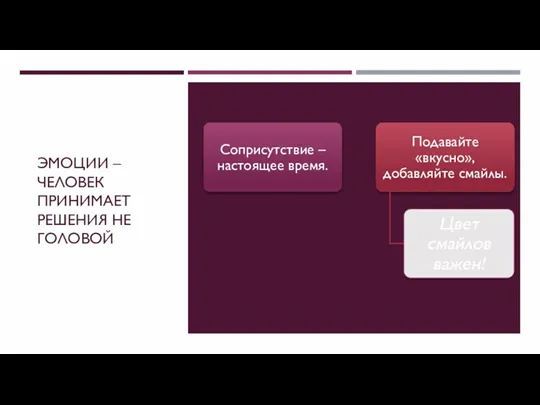 ЭМОЦИИ – ЧЕЛОВЕК ПРИНИМАЕТ РЕШЕНИЯ НЕ ГОЛОВОЙ