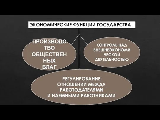 ПРОИЗВОДСТВО ОБЩЕСТВЕННЫХ БЛАГ КОНТРОЛЬ НАД ВНЕШНЕЭКОНОМИЧЕСКОЙ ДЕЯТЕЛЬНОСТЬЮ РЕГУЛИРОВАНИЕ ОТНОШЕНИЙ МЕЖДУ