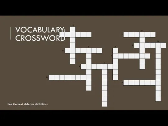 VOCABULARY: CROSSWORD See the next slide for definitions