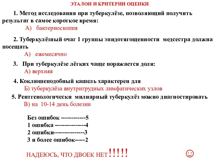 1. Метод исследования при туберкулёзе, позволяющий получить результат в самое короткое время: A)