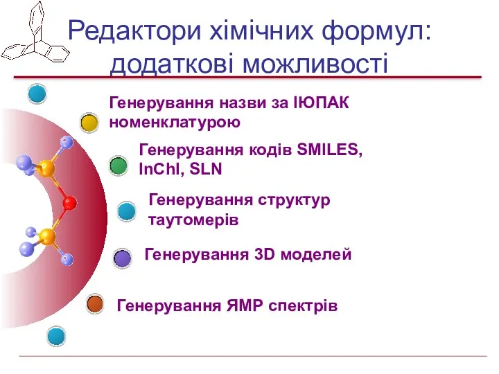 Генерування назви за ІЮПАК номенклатурою Редактори хімічних формул: додаткові можливості